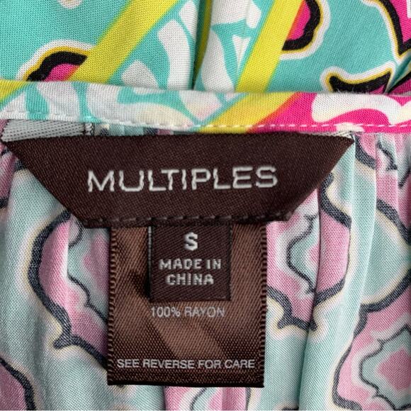 Multiples Boho Top Long Sleeve Multicolor Moroccan Print Size S 100% Ray… - Picture 14 of 15